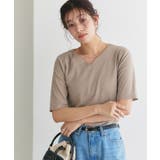 ライトベージュ | 選べるネック5分袖テレコリブカットソー カットソー リブ | Pierrot
