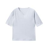 アイスブルー | 選べるネック5分袖テレコリブカットソー カットソー リブ | Pierrot