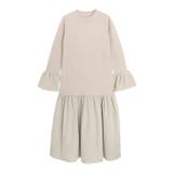 グレージュ | 異素材ドッキングニットワンピース ワンピース ニット | Pierrot