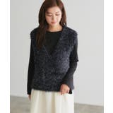 ブラック | ラメシャギーニットベスト 毛足 シャギー素材 | Pierrot