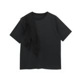 ブラック | ラッフルドッキングTシャツ Tシャツ ドッキング | Pierrot