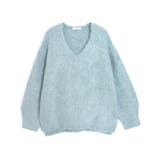 アクアブルー | シャギーVネックボリュームニット ニット シャギー | Pierrot