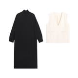 ライトベージュ×ブラック | スエードタッチベスト×ハイネックニットワンピースセット ワンピース ベスト | Pierrot