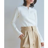 オフホワイト | フロントホックヘンリーリブカットソー カットソー ヘンリーネック | Pierrot