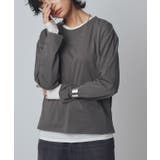 チャコール×オフホワイト | [RASW]シアーコーマコットン2setカットソー カットソー コーマコットン | Pierrot