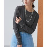 チャコール | ストレッチリブロングスリーブカットソー カットソー テレコリブ | Pierrot