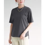 チャコール | イージーケアバックジップデザインTシャツ Tシャツ ラウンドヘム | Pierrot