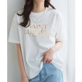 C/オフホワイト×ゴールド | 【接触冷感 イージーケア】オーバーサイズロゴTシャツ Tシャツ | Pierrot