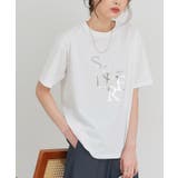 D/オフホワイト×シルバー | 【接触冷感 イージーケア】オーバーサイズロゴTシャツ Tシャツ | Pierrot