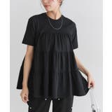 ブラック | イージーケアティアードTシャツ Tシャツ ティアードデザイン | Pierrot