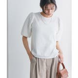 オフホワイト | ジャカードスリーブTシャツ Tシャツ ジャカード素材 | Pierrot