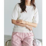 オフホワイト | 【UV ウォッシャブル】半袖ニット ニット | Pierrot