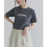 チャコール×オフホワイト | コード刺繍ロゴTシャツ Tシャツ コード刺繍 | Pierrot