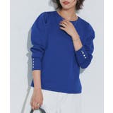 ブルー | カットジャカードパフスリーブプルオーバー プルオーバー ジャカード | Pierrot