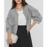 杢グレー | チュールデザインジップカーデ カーデ ジップ | Pierrot