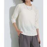 レース/アイボリー | ネックと柄が選べるロングスリーブシアーカットソー カットソー ロングスリーブ | Pierrot