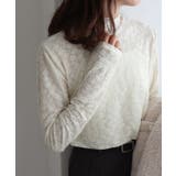 レース/アイボリー | ネックと柄が選べるロングスリーブシアーカットソー カットソー ロングスリーブ | Pierrot