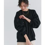 ブラック | 裏起毛コード刺繍スウェット スウェット 裏起毛 | Pierrot