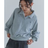 杢グレー | [ECLAM] ラメ入り刺繍ポロスウェット スウェット | Pierrot