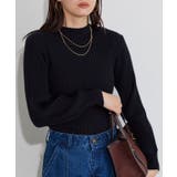 ブラック | もっちりパフスリーブリブニット ニット パフスリーブ | Pierrot