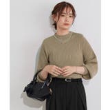 モカベージュ | もっちりパフスリーブリブニット ニット パフスリーブ | Pierrot