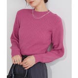 ディープピンク | もっちりパフスリーブリブニット ニット パフスリーブ | Pierrot