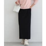 ブラック | ストレスフリーな着心地ストレッチIラインスカート ストレッチ 光沢感 | Pierrot