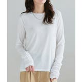 袖シャーリングシアーロングスリーブTシャツ デザイントップス 袖コンシャス | Pierrot | 詳細画像15