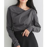 チャコール | ドレープデザインテレコリブカットソー 肌 馴染み | Pierrot