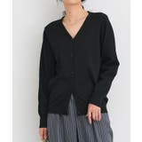ブラック | 【UV ウォッシャブル】Vネックカーディガン 伸縮性 | Pierrot
