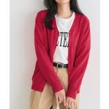 レッド | 【UV ウォッシャブル】Vネックカーディガン 伸縮性 | Pierrot