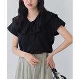 ブラック | イージーケアフリルデザインカットソー カジュアル 上品 | Pierrot