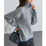 杢グレー×杢ブルー | 選べるカラーカノコオーバーニット カノコ編み オーバーニット | Pierrot