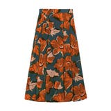 グリーン | 花柄タックフレアスカートスカート ボトムス フレアスカート 花柄 大柄 ロング | Pierrot