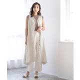 ベージュ | ストライプAラインワンピースストライプ カラーストライプ Aライン Vネック | Pierrot