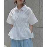 オフホワイト | [ECLAM] ウエストシャーリングデザインブラウス ブラウス | Pierrot
