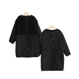 ブラック | ボア×薄中綿キルティングリバーシブルコート コート キルティング ボア | Pierrot