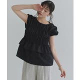 ブラック | [ECLAM] シャーリングデザインブラウス ブラウス | Pierrot