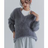 グレー | [ECLAM] シャギーＶネックニット ニット | Pierrot