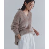 グレージュ | [ECLAM] シャギーＶネックニット ニット | Pierrot