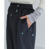 [ECLAM] フラワー刺繍ベロアワイドパンツ パンツ | Pierrot | 詳細画像6 