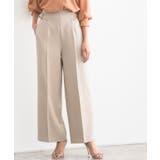 グレージュ | サイドベルトハイウエストパンツ ワイドパンツ ハイウエスト サイドベルト 無地 | Pierrot