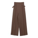 ブラウン | サイドベルトハイウエストパンツ ワイドパンツ ハイウエスト サイドベルト 無地 | Pierrot