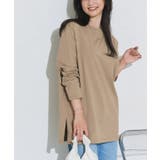 ベージュ | 綿100%サイドスリットロンT Tシャツ ロンT 抗菌 防臭 抗ウィルス素材 | Pierrot