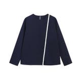 ネイビー×オフホワイト | ラインデザインラップブラウス ブラウス ラップ | Pierrot