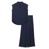 ネイビー | フレンチスリーブシャツセットアップ セットアップ シャツ | Pierrot