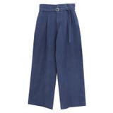 インディゴ | ベルト付きタックデニム デニム パンツ | Pierrot