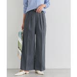 ストライプ/チャコール | センタープレスタックワイドパンツ センタープレス タック | Pierrot