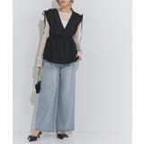 サックス | タックワイドデニム デニムパンツ ワイドシルエット | Pierrot