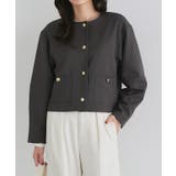 チャコール | ゴールドボタンノーカラージャケット ジャケット ゴールド | Pierrot